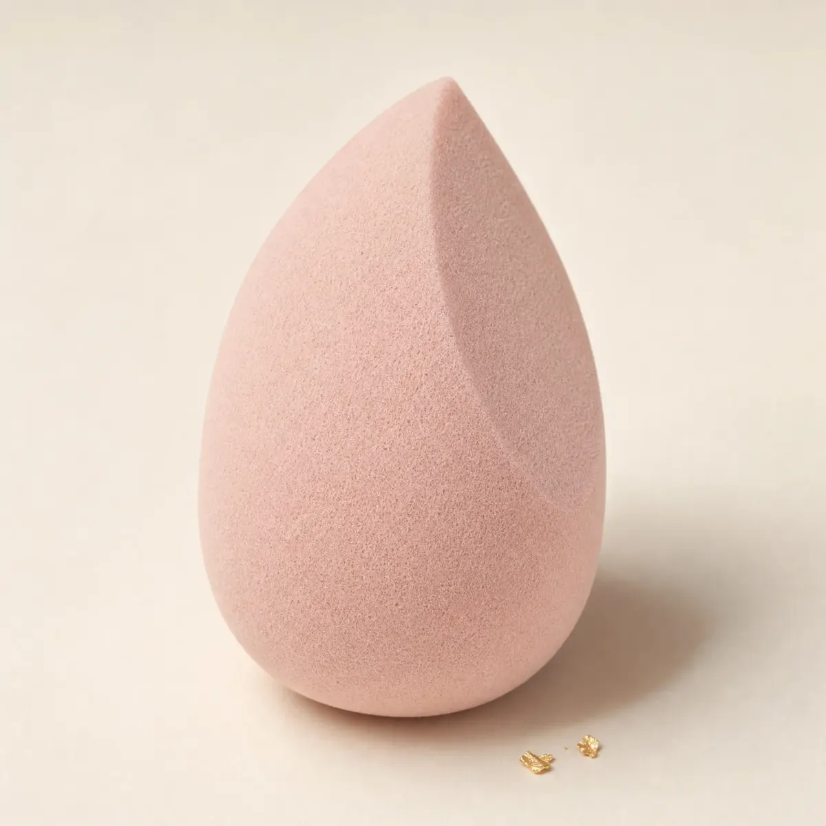 A pale rose teardrop blending sponge.