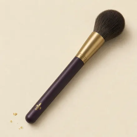 A soft, rounded medium blush brush.