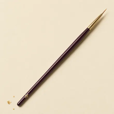 A slim brush with a very fine, pointed liner tip.