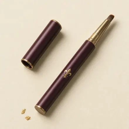 A small retractable lip brush with its cap beside it.