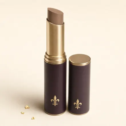 An uncapped twist-up stick of taupe cream contour.