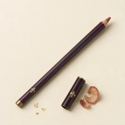 A sharpened rosy nude lip pencil with a few shavings.