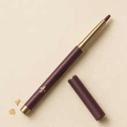 A slim retractable deep berry lip liner with its cap off.