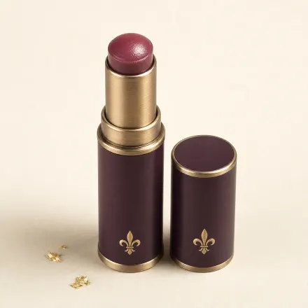 An uncapped chubby balm stick in sheer berry.