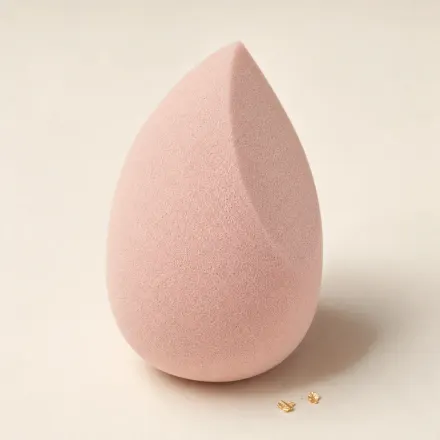 A pale rose teardrop blending sponge.