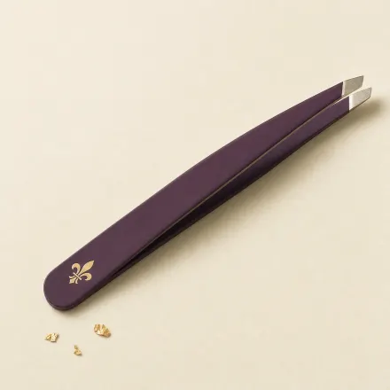 A pair of steel slant tweezers.