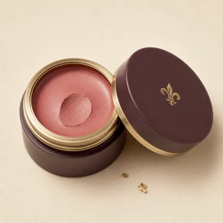 Illustration: An open pot of rose cream blush with a single fingertip dip.