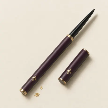 Illustration: A slim retractable black eyeliner with its cap off.